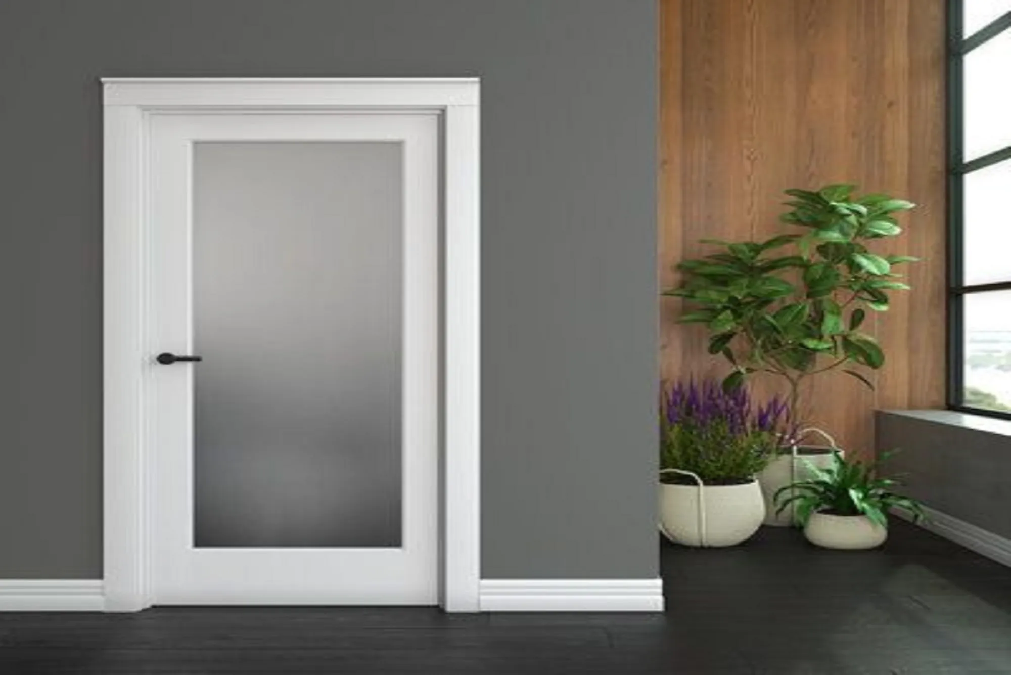 Glass Paneled White Wood Doors