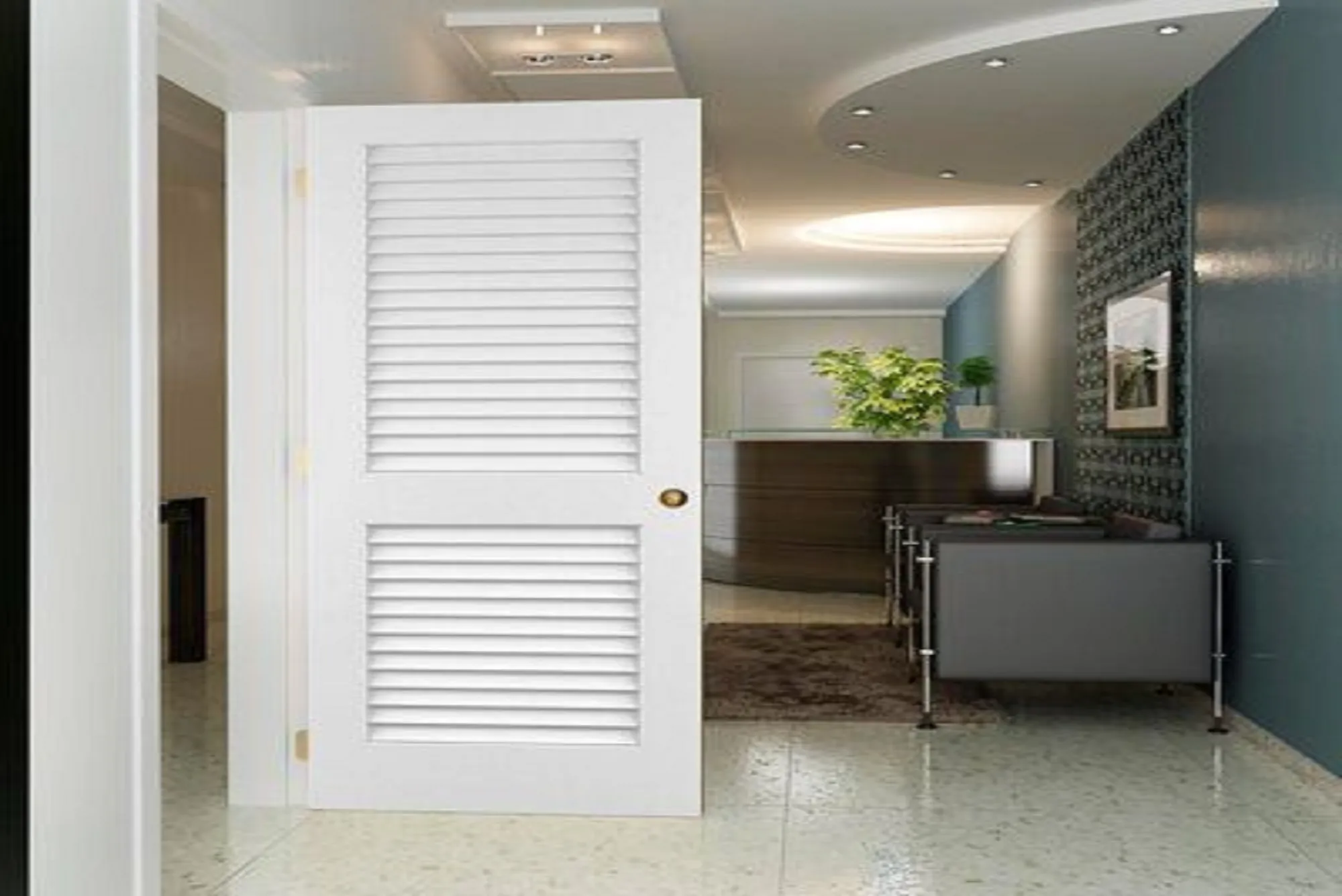 Louvered White Wood Doors