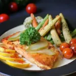 Fish and vegetables on a plate